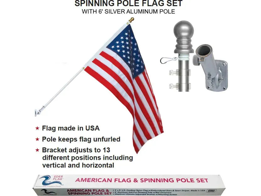 Eder Spinning Flag & Flagpole Set