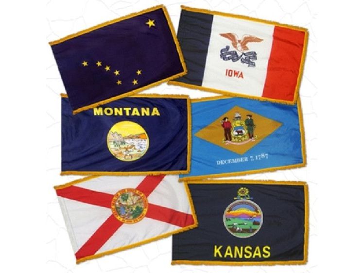 4'x6' 50 State Indoor Presentation Flagpole Set