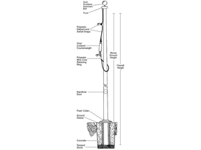 Internal Halyard Flagpole - Fiberglass