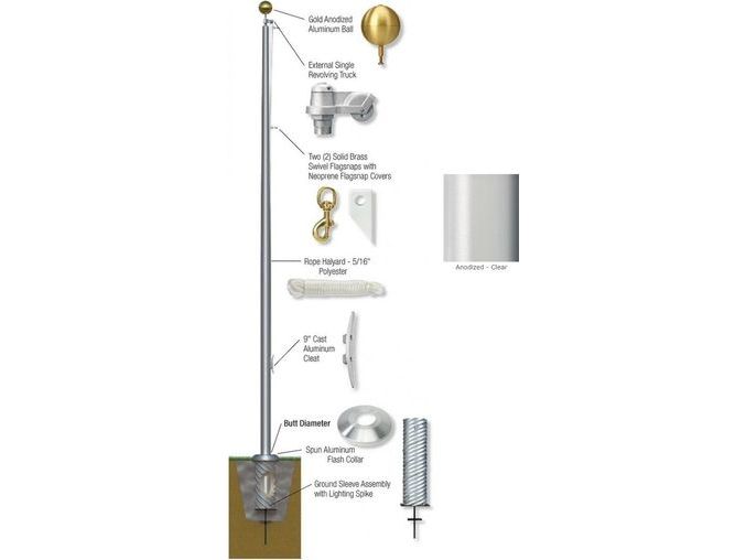 45'-80' External Revolving Flagpole - Aluminum (GS)
