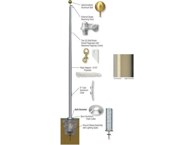 20'-25' External Revolving Flagpole - Aluminum (GS)