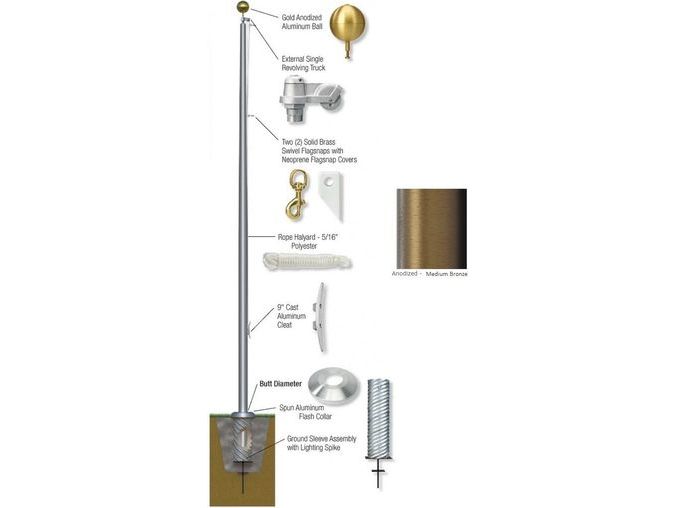 45'-80' External Revolving Flagpole - Aluminum (GS)