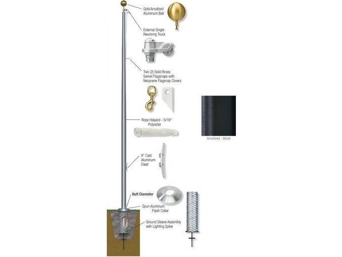 35'-40' External Double Revolving Flagpole - Aluminum (GS)