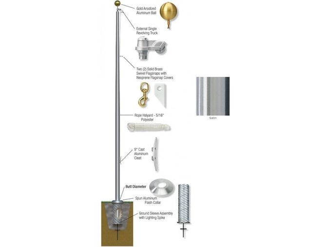 20'-25' External Revolving Flagpole - Aluminum (GS)