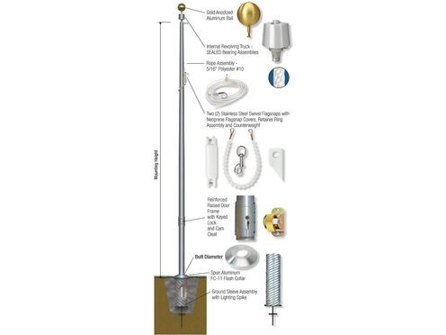 35' Internal Flagpole - Aluminum (GS)