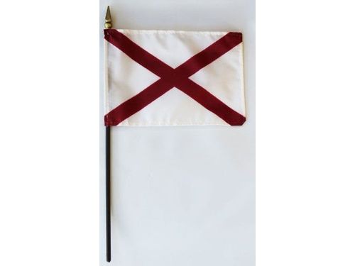 4" x 6" Alabama Stick Flag: E-Gloss (12 Pack)