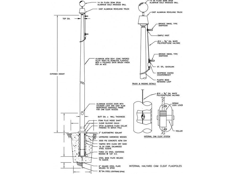 40'-45' Internal Flagpole - Aluminum (GS)