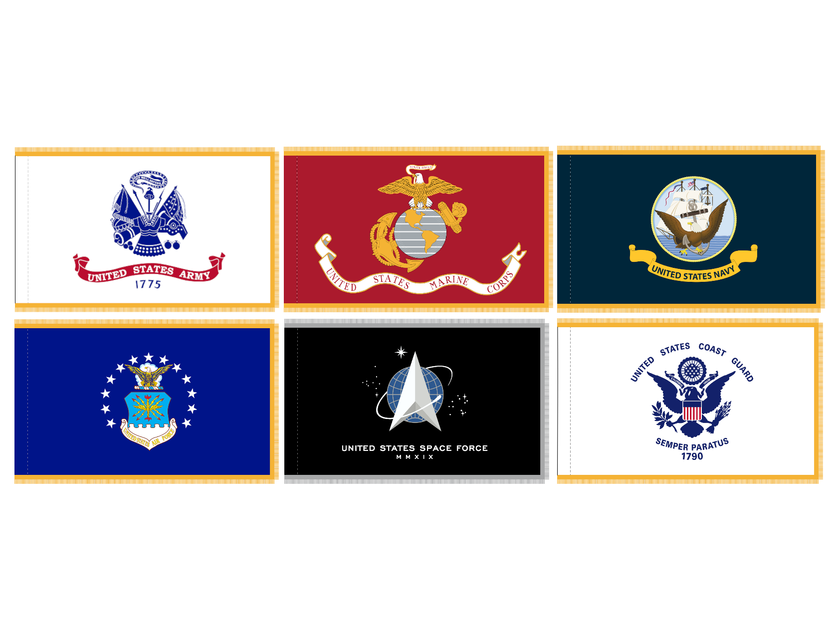 Military Flag Set for Indoor Use