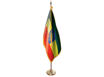 Ethiopia Indoor Presentation Flagpole Set - Oak Pole