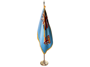 Fiji Indoor Presentation Flagpole Set - Oak Pole