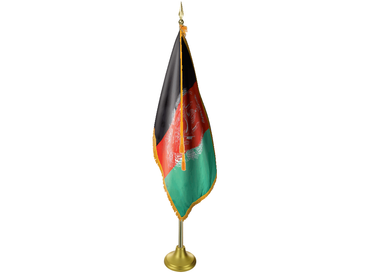 Afghanistan Indoor Presentation Flagpole Set - 11' Gold Pole