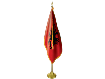 Albania Indoor Presentation Flagpole Set - 11' Gold Pole