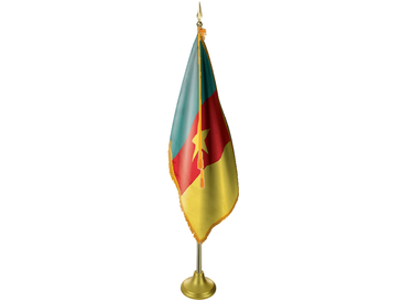 Cameroon Indoor Presentation Flagpole Set - 11' Gold Pole