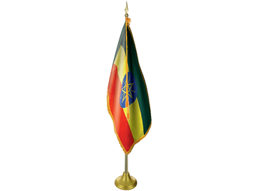 Ethiopia Indoor Presentation Flagpole Set - 11' Gold Pole