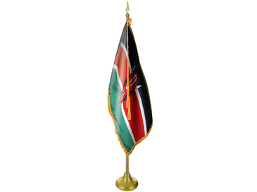 Kenya Indoor Presentation Flagpole Set - 11' Gold Pole