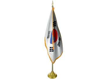 South Korea Indoor Presentation Flagpole Set - 11' Gold Pole