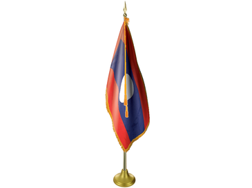 Laos Indoor Presentation Flagpole Set - 11' Gold Pole