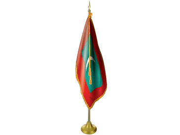 Maldives Indoor Presentation Flagpole Set - 11' Gold Pole