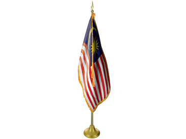 Malaysia Indoor Presentation Flagpole Set - 11' Gold Pole