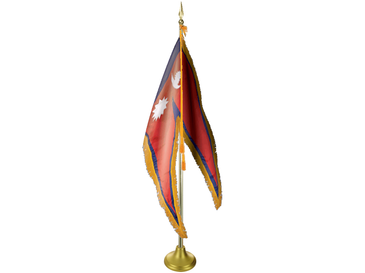 Nepal Indoor Presentation Flagpole Set - 11' Gold Pole