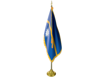 Nauru Indoor Presentation Flagpole Set - 11' Gold Pole