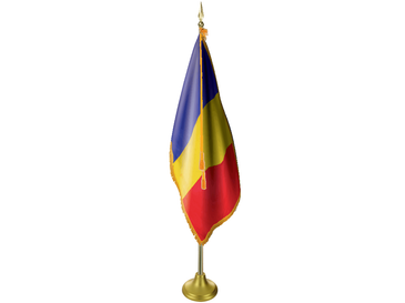 Romania Indoor Presentation Flagpole Set - 11' Gold Pole