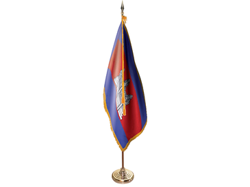 Cambodia Indoor Presentation Flagpole Set - Oak Pole