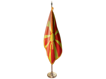Macedonia Indoor Presentation Flagpole Set - Oak Pole