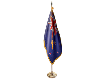New Zealand Indoor Presentation Flagpole Set - Oak Pole