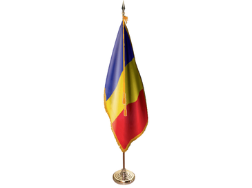Romania Indoor Presentation Flagpole Set - Oak Pole