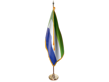 Sierra Leone Indoor Presentation Flagpole Set - Oak Pole