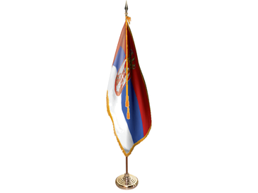 Serbia Indoor Presentation Flagpole Set - Oak Pole