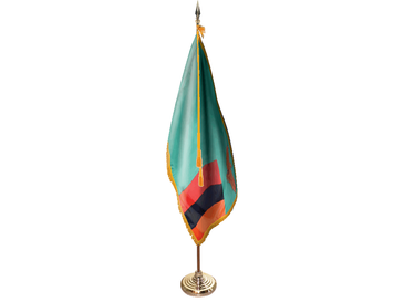 Zambia Indoor Presentation Flagpole Set - Oak Pole