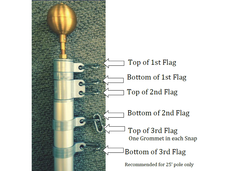 25' Telescoping Titan Flagpole Third Flag Kit