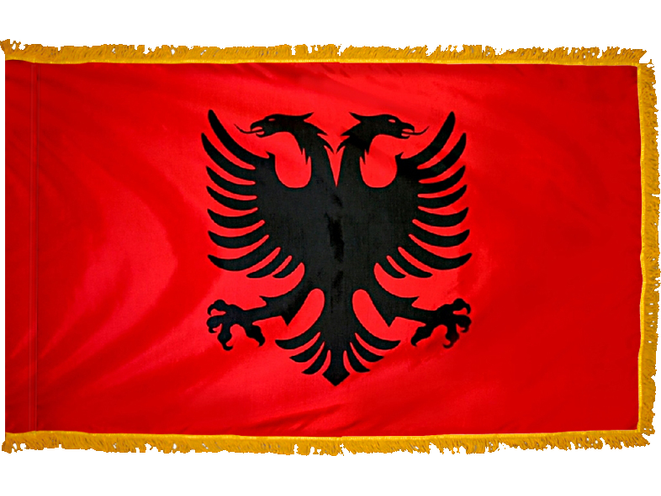 Albania Indoor Presentation Flagpole Set - 11' Gold Pole