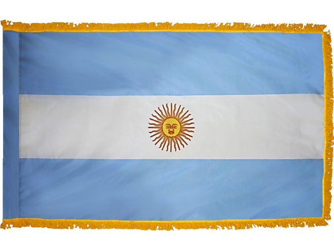 Argentina Indoor Presentation Flagpole Set - 11' Gold Pole
