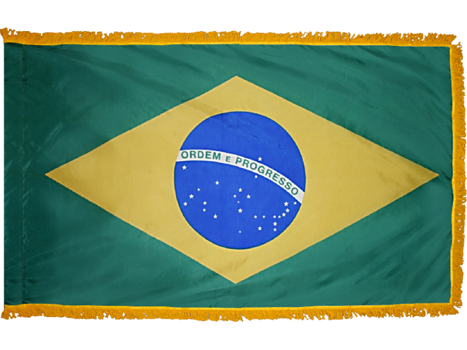 Brazil Indoor Presentation Flagpole Set - 11' Gold Pole