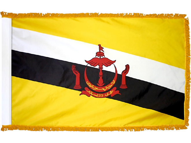 Brunei Indoor Presentation Flagpole Set - 11' Gold Pole