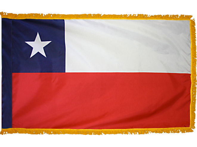 Chile Indoor Presentation Flagpole Set - 11' Gold Pole