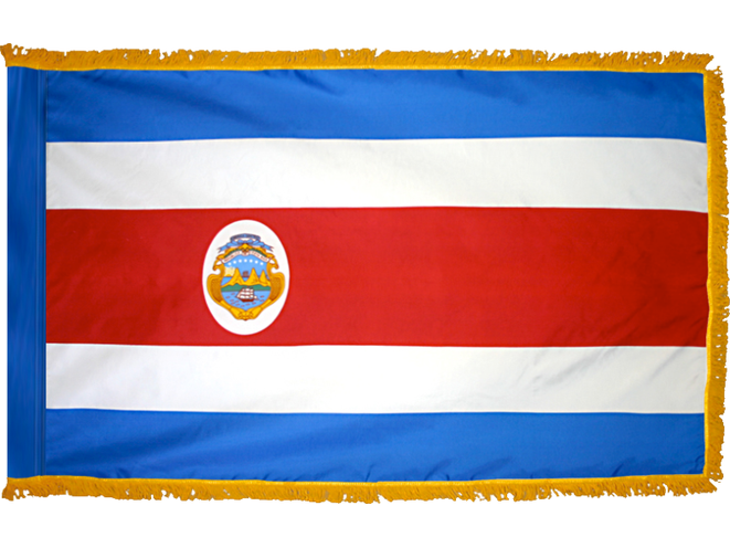 Costa Rica Indoor Presentation Flagpole Set - Oak Pole