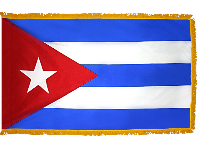 Cuba Indoor Presentation Flagpole Set - Oak Pole