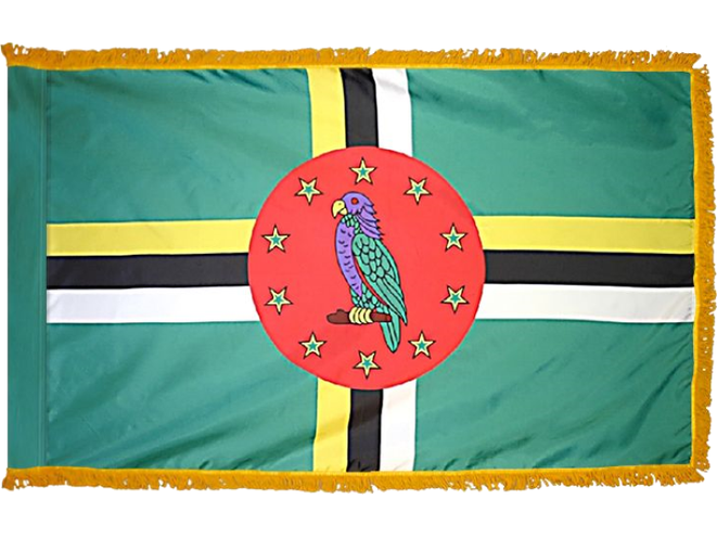 Dominica Indoor Presentation Flagpole Set - Oak Pole