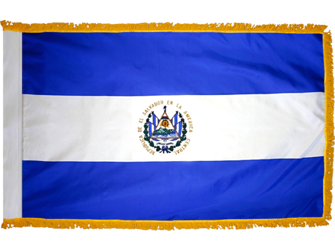 El Salvador Indoor Presentation Flagpole Set - 11' Gold Pole