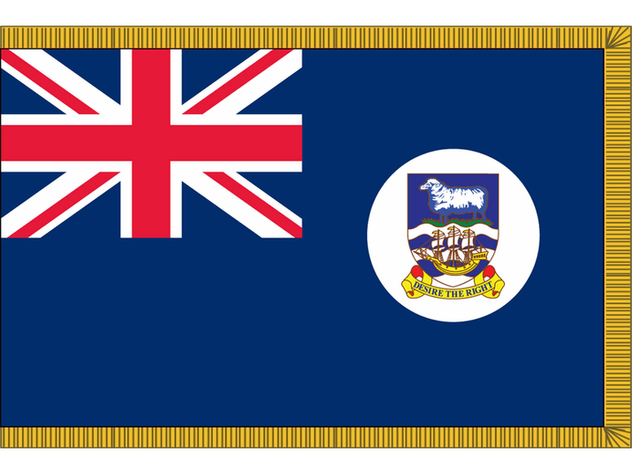 Falkland Islands Indoor Presentation Flagpole Set - 11' Gold Pole