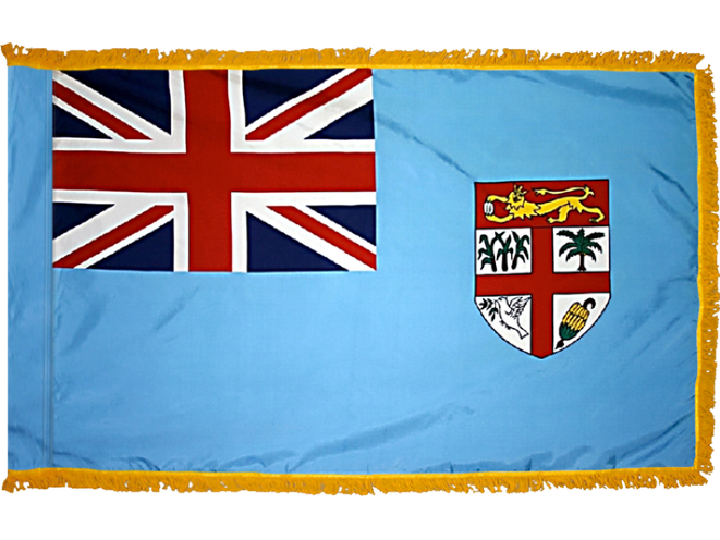 Fiji Indoor Presentation Flagpole Set - Oak Pole