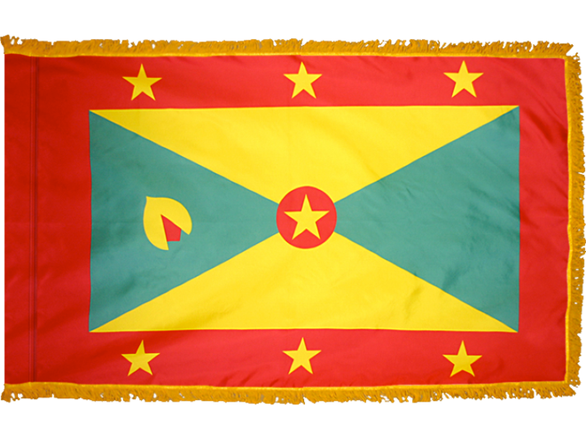 Grenada Indoor Presentation Flagpole Set - Oak Pole