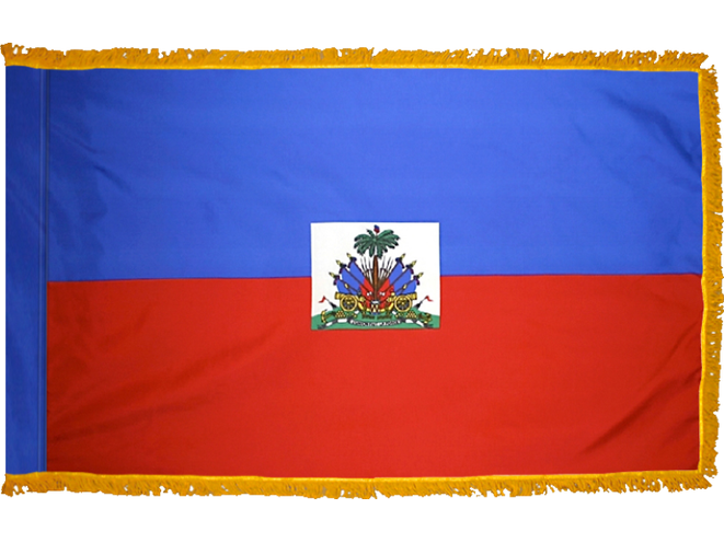 Haiti Indoor Presentation Flagpole Set - 11' Gold Pole
