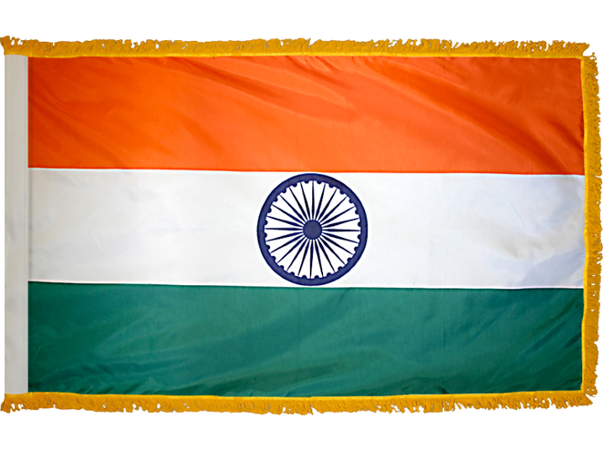 India Indoor Presentation Flagpole Set - Oak Pole