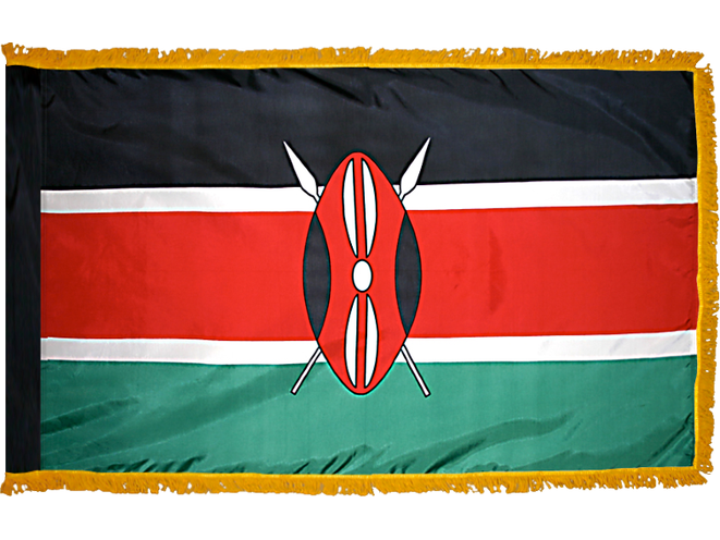 Kenya Indoor Presentation Flagpole Set - 11' Gold Pole