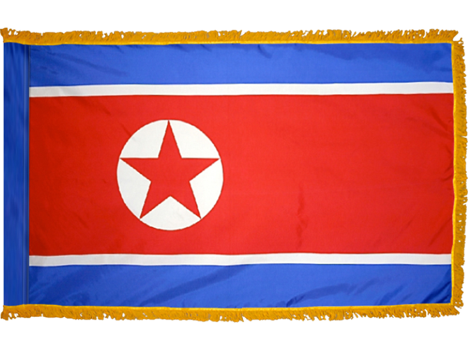 North Korea Indoor Presentation Flagpole Set - 11' Gold Pole